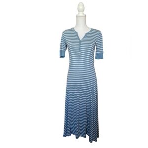 Lauren Ralph Lauren Black Label M Henley Dress Fit and Flare Airforce Blue Midi